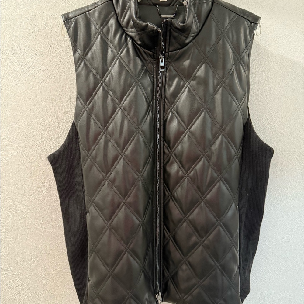 Chico's Black Faux Leather Vest